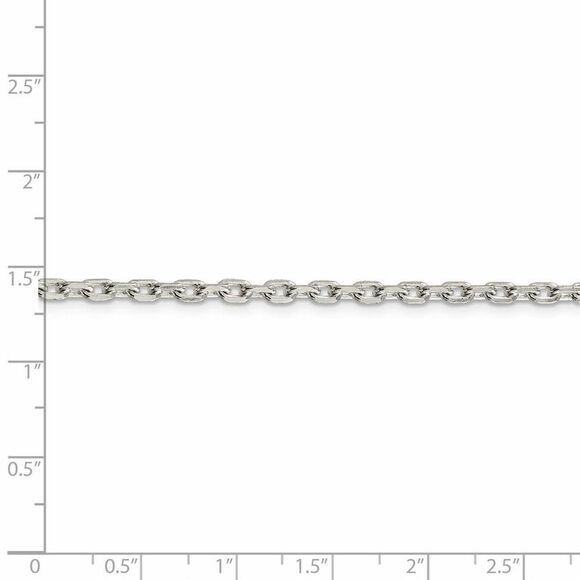 3.25mm Sterling Silver Solid Beveled Oval Cable Chain Necklace, 18 In - Picture 5 of 8